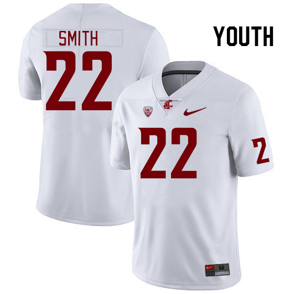 Youth #22 Warren Smith Washington State Cougars College Football Jerseys Stitched Sale-White - Click Image to Close